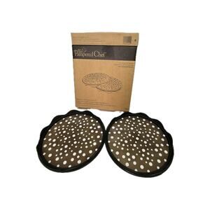 Pampered Chef Microwave Chip Maker Set #1241–Black Silicone Set of 2 in the Box